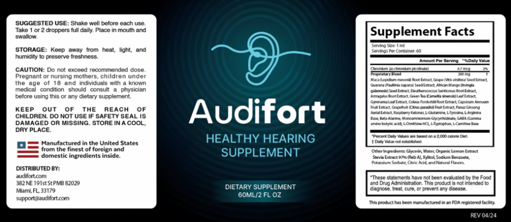 Audifort Drops Label