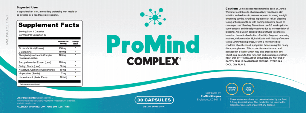 ProMind Complex Supplement Label